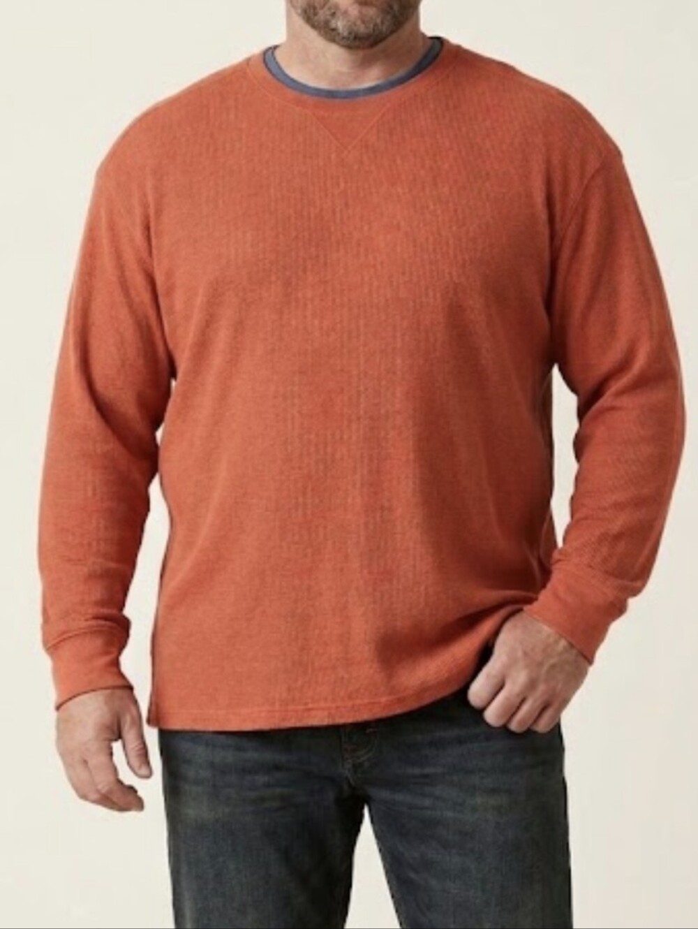 Wrangler Men's Crewneck Thermal Shirt Waffle Knit Orange Long Sleeves Sz 2XL NWT